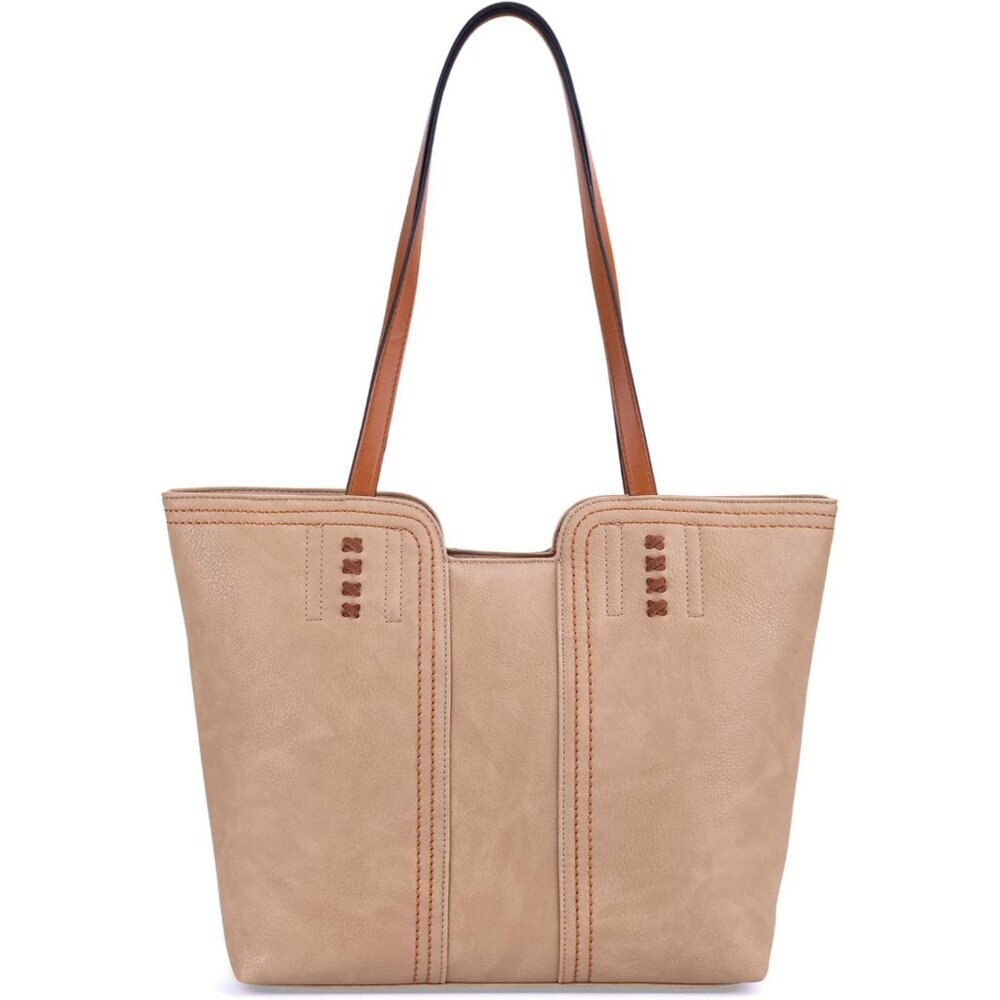 〽️Women's Mellow Buff Leather Classic Top Handle Zipper Pockets Casual Tote Bag